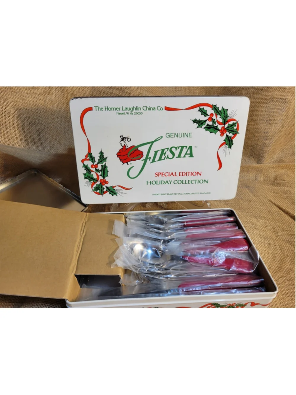Homer Laughlin Fiesta Special Edition 20 Pc Flatware In Original Tin Scarlet